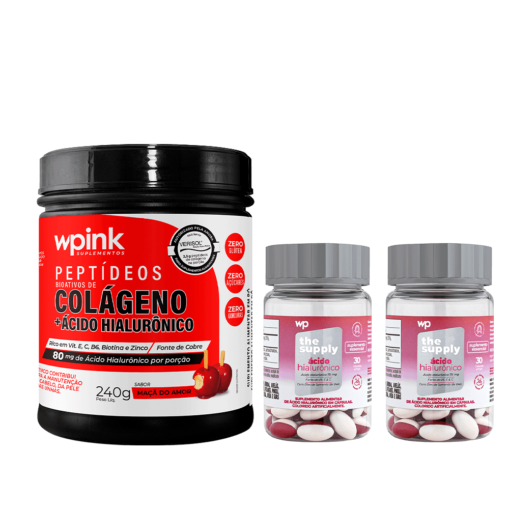 colágeno de maçã do amor - 240g + 2 ácidos hialurônicos - wp