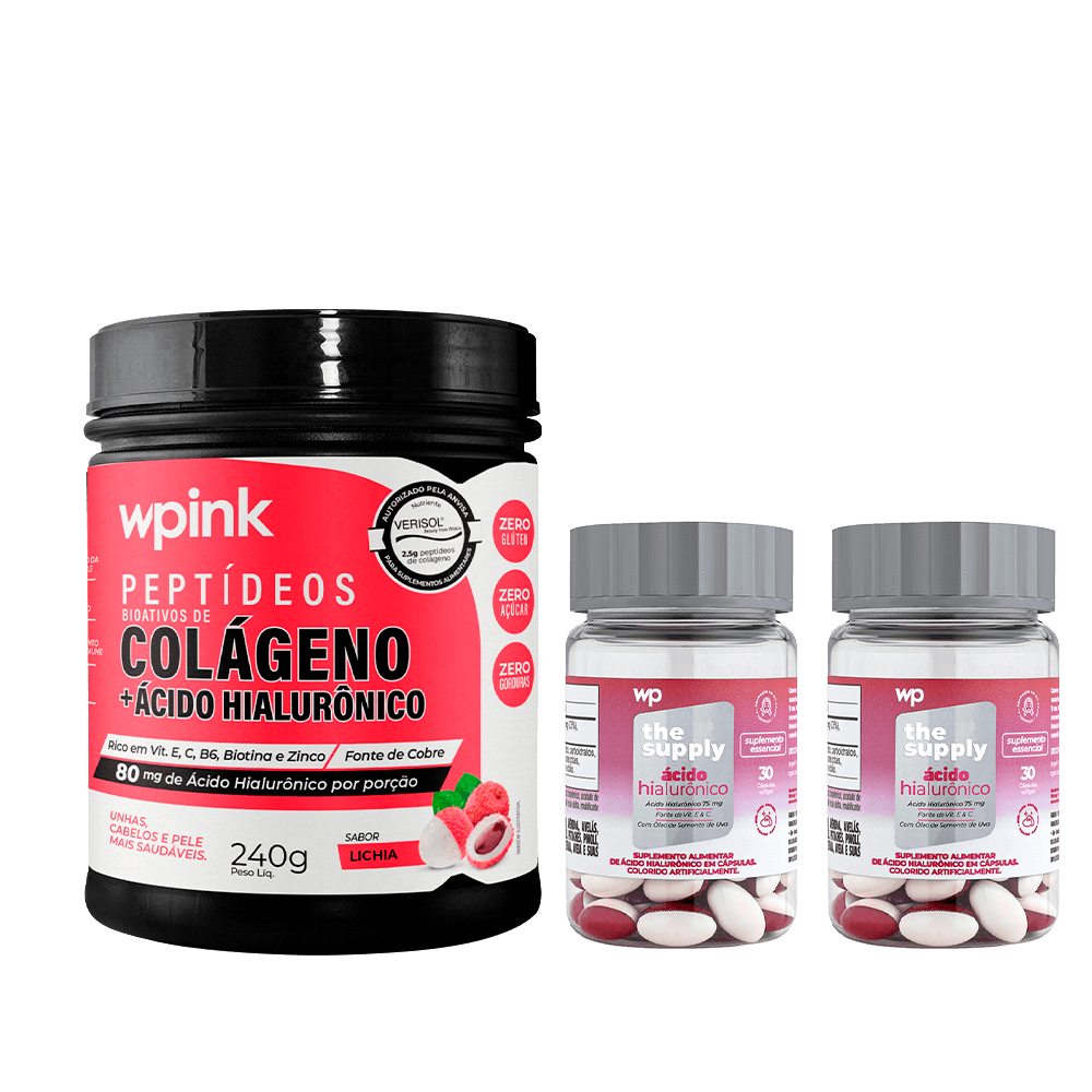colágeno de lichia - 240g + 2 ácidos hialurônicos - wp